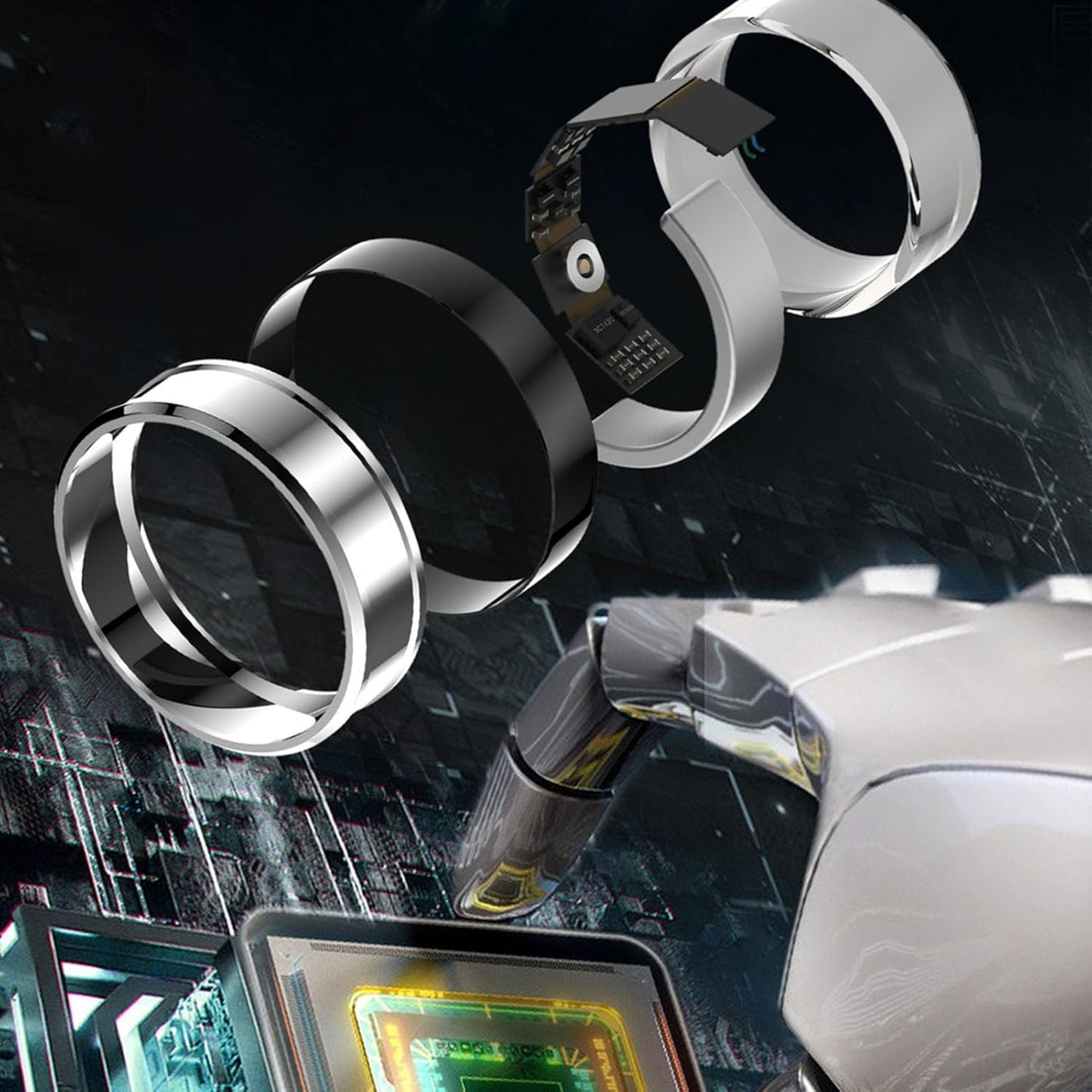 Smart Ring Health Tracker, Aura Ring Para Mujeres Y Hombres, Fitness Sleep Tracker Smart Ring, Juego Deportivo Con Detección De Movimiento (Talla 8)