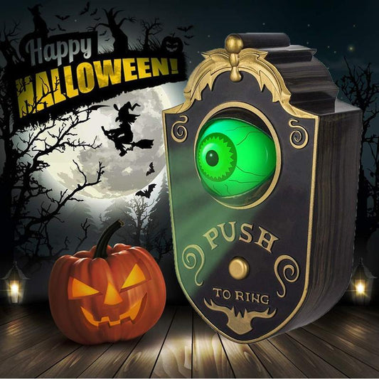 Halloween Scary Doorbell with Animated Eyeball, Light up Haunted House Prop with Spooky Tricky Sounds, Prank Toys Trick or Treat Event Decoration, Scary Party Doorbell for Indoor Outdoor Holiday Perfect Gift Decor